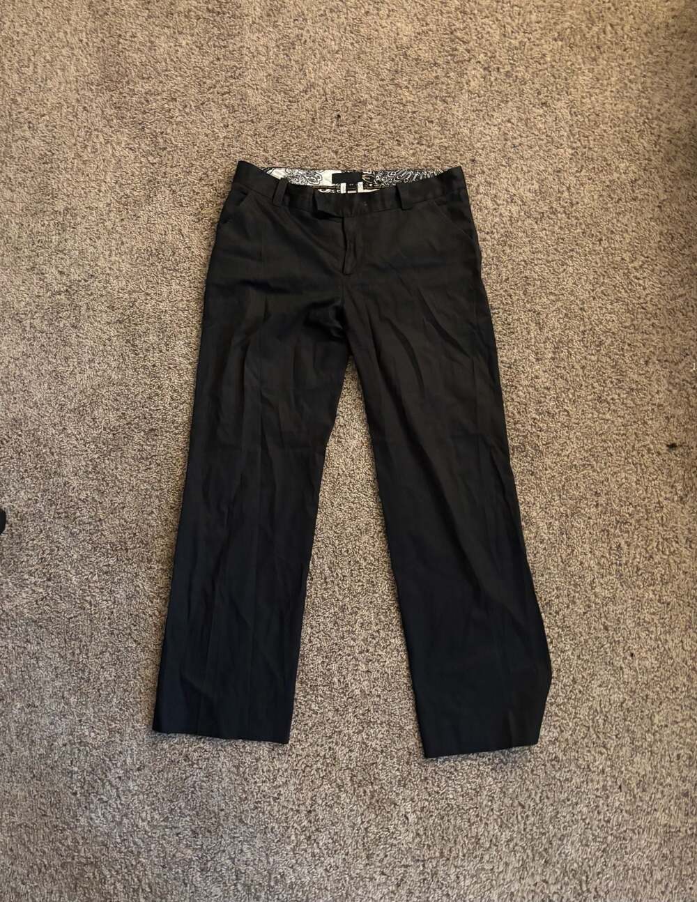 Just Cavalli Black Straight Leg Dress Pants with Paisley Lining Size 44